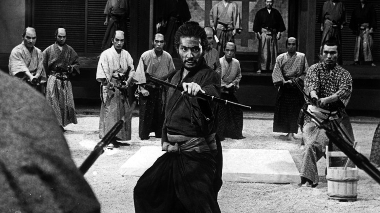 Tsugumo Hanshiro surrounded by members of the Li Clan in Harakiri (1962)