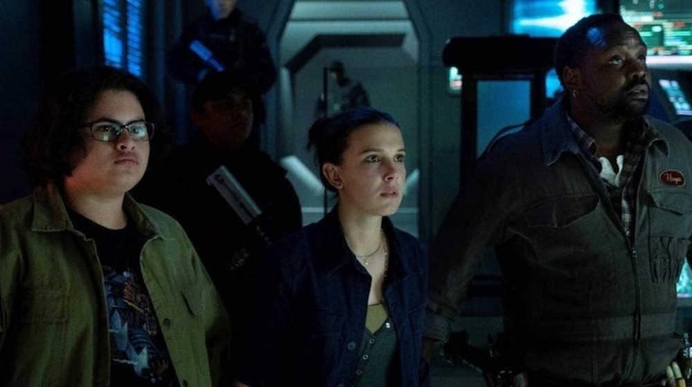 Julian Dennison, Millie Bobby Brown and Brian Tyree Henry in Godzilla vs. Kong