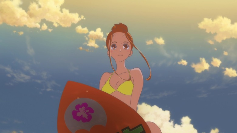 Hinako Mukaimizu riding surfboard