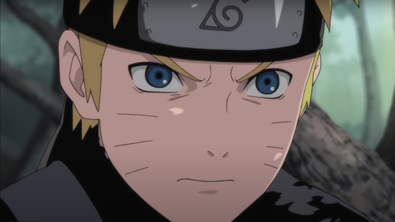 Close-up of serious-looking Naruto