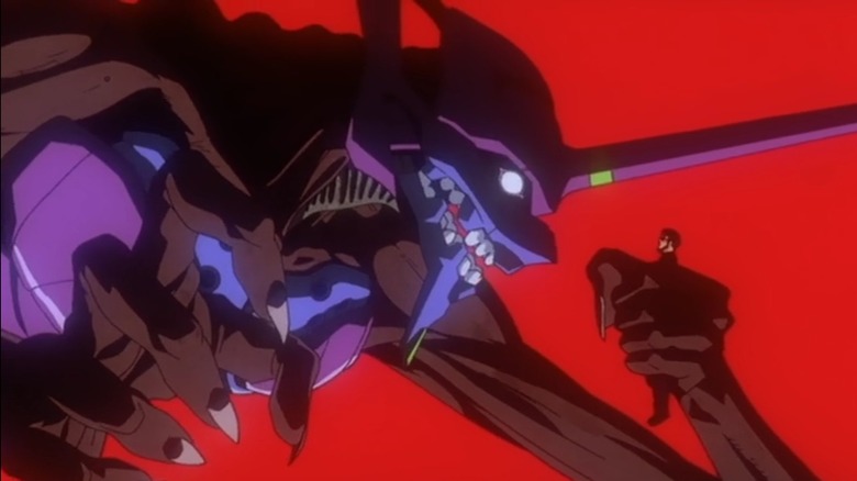 Berserk Eva-01 holding Gendo Ikari