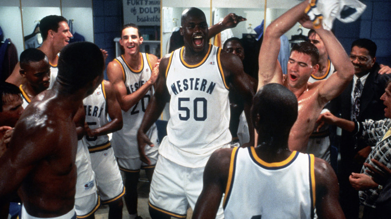 A basketball team celebrates in "Blue Chips" (1994)