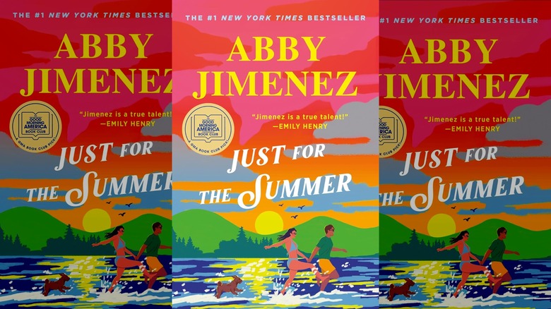 Three copies of the cover of Just for the Summer by Abby Jimenez