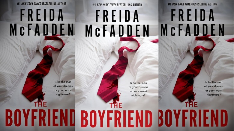 Three copies of the cover of The Boyfriend by Freida McFadden