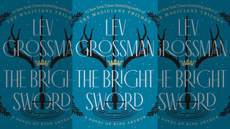 Three copies of the cover of The Bright Sword by Lev Grossman
