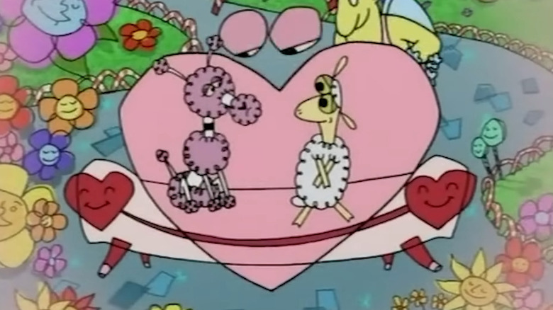 Sheep staring longingly at Swanky the Poodle in Sheep in the Big City