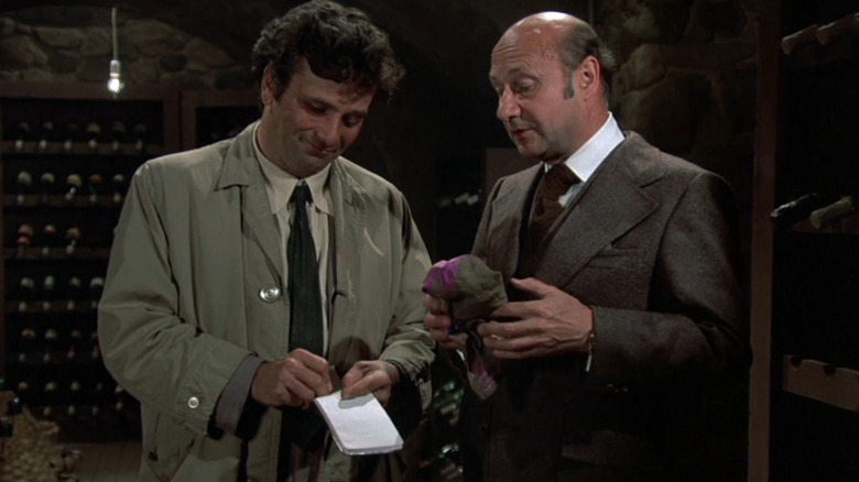Columbo and Carsini talk in a wine cellar in "Any Old Port in a Storm" (1973)