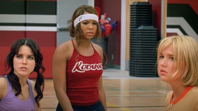 Three women on gym floor