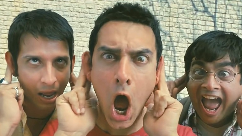 Three friends goofing around