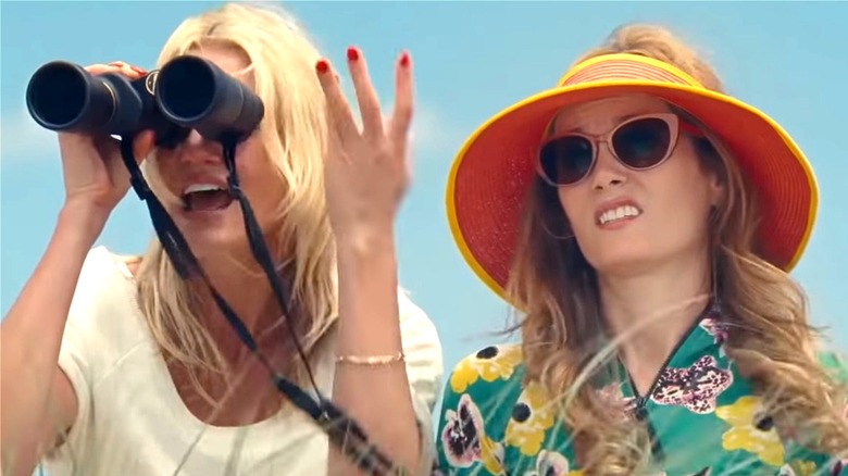 Cameron Diaz using binoculars