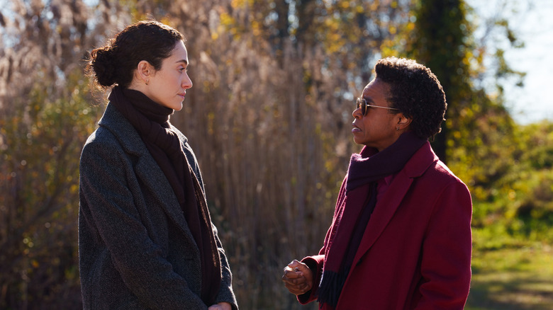 Alice and Nora talking outside at a crime scene on Furious