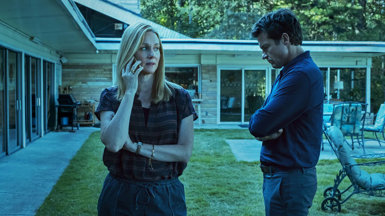 Wendy on the phone and Marty by her side on Ozark
