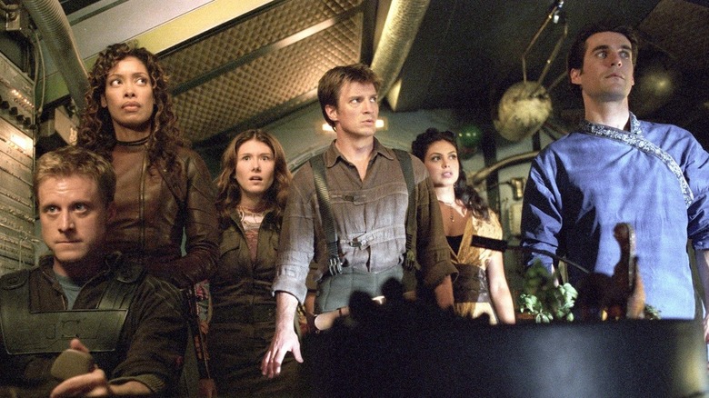 Various crewmates congregated together in "Firefly"