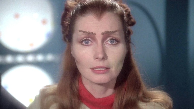 Maya with a scared expression in "Space: 1999"