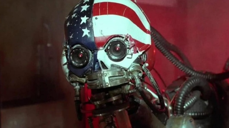 A robot walks around in "Hardware" (1990)