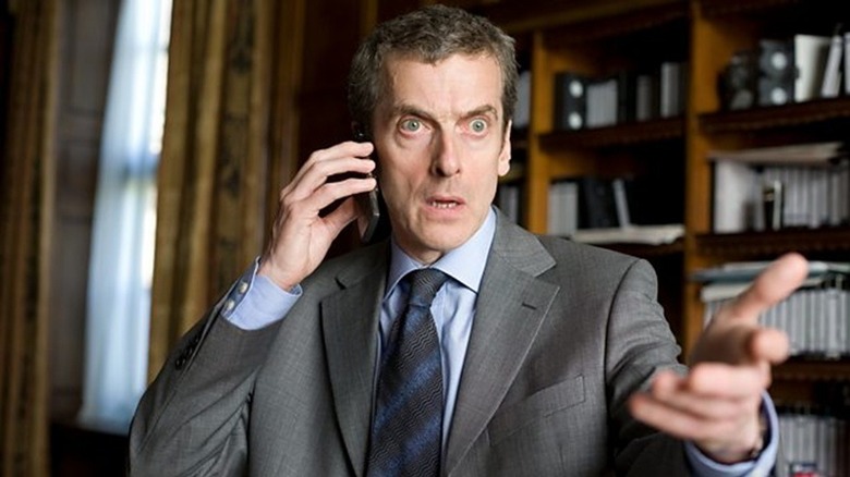 Peter Capaldi on phone