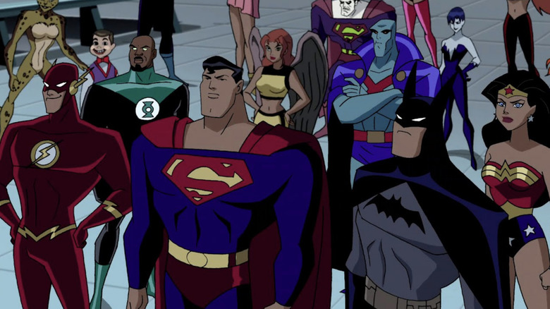 The Justice League and Legion of Doom stand together on Justice League Unlimited (2004-2006)