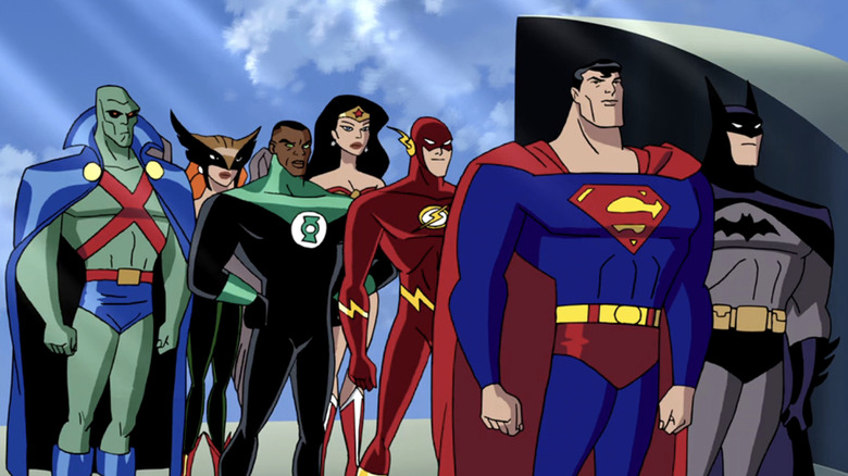 The League unites in the sunlight on Justice League (2001-2004)
