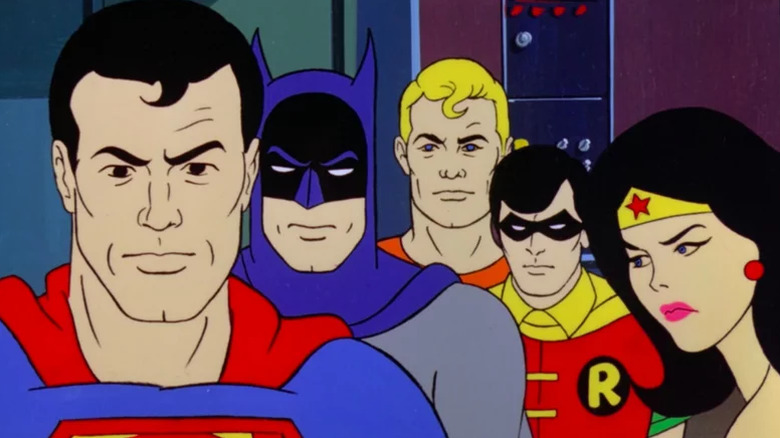 Superman, Batman, Aquaman, Robin, and Wonder Woman on Super Friends (1973-1985)