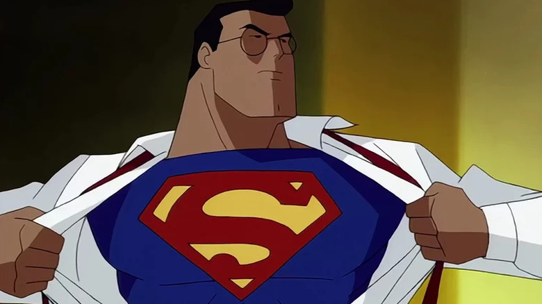 Clark Kent rips open his shirt on Superman: The Animated Series (1996-2000)