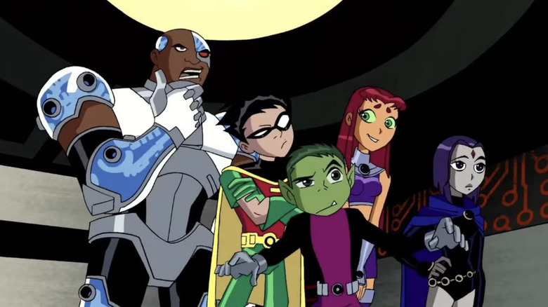 The Titans all at their home base on Teen Titans (2003-2006)