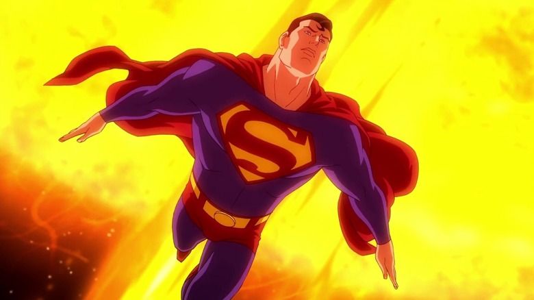 Superman flying near the surface of the Sun in "All-Star Superman"