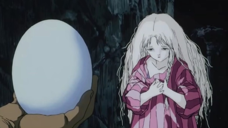 Girl standing before the egg in "Angel's Egg"