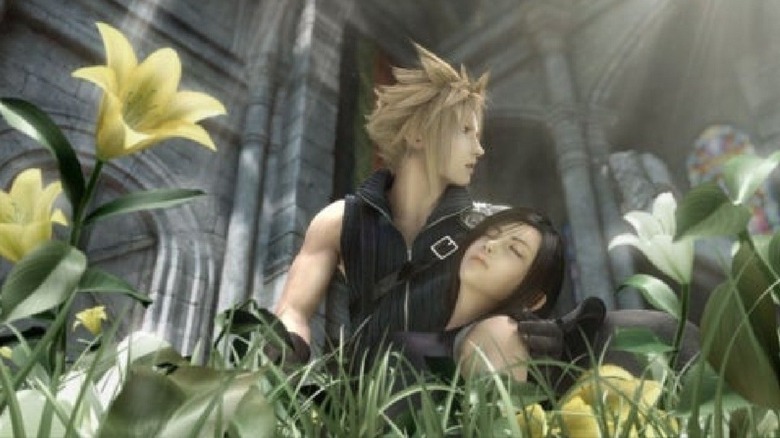 Cloud holding Tifa in "Final Fantasy VII: Advent Children"