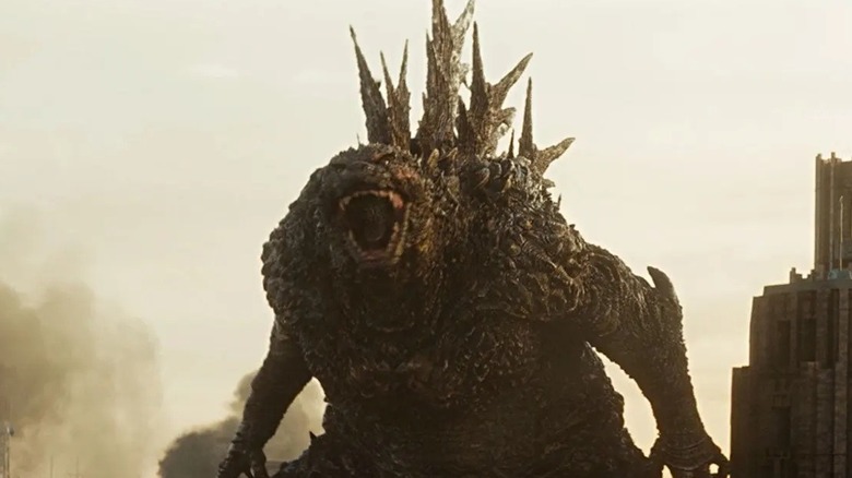 Godzilla roaring at his foes in "Godzilla Minus One" (2023)