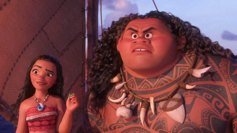 Moana and Maui with the Heart of Te Fiti