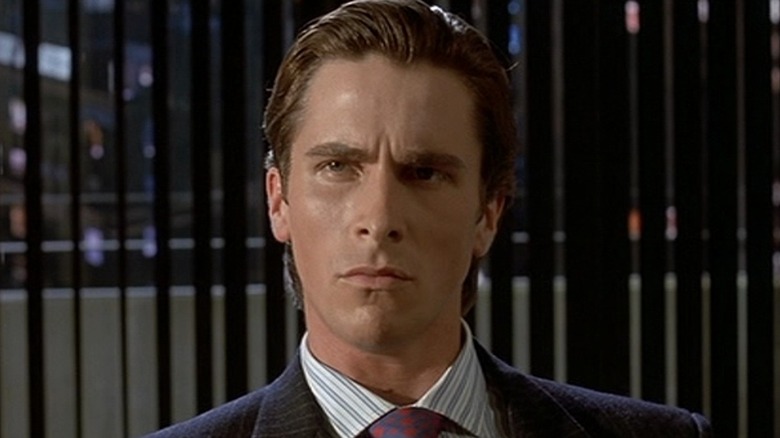 Christian Bale's Patrick Bateman frowning in American Psycho