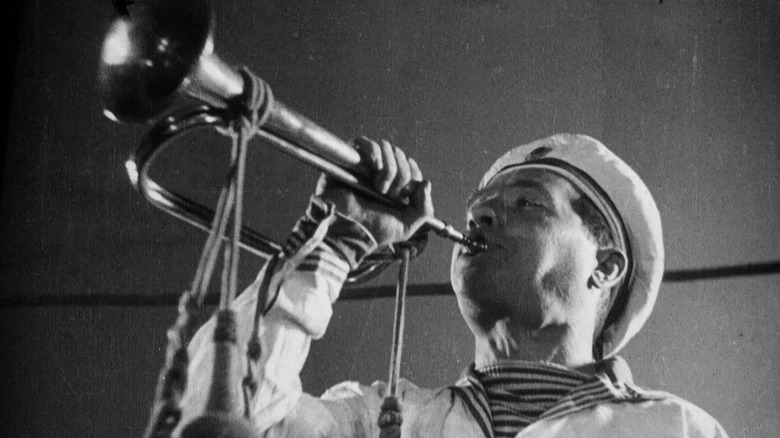 Potemkin sailor blowing trumpet
