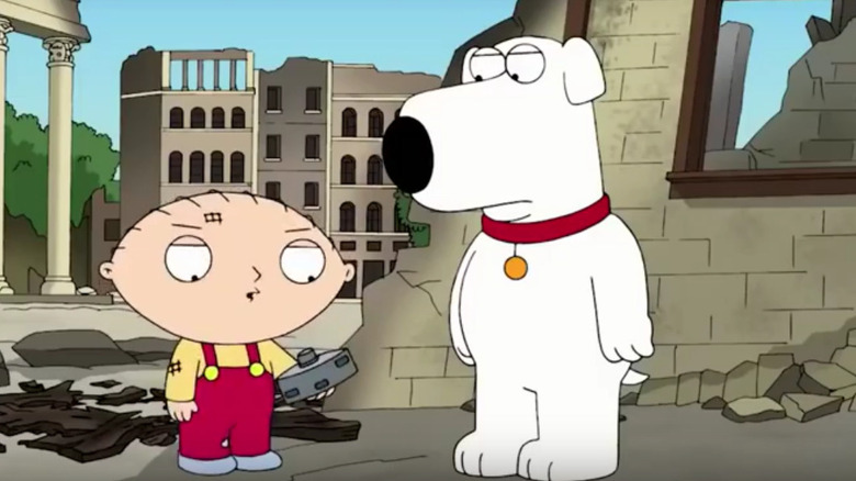 Stewie and Brian time traveling