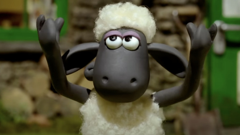 Shaun the Sheep throws arms up 