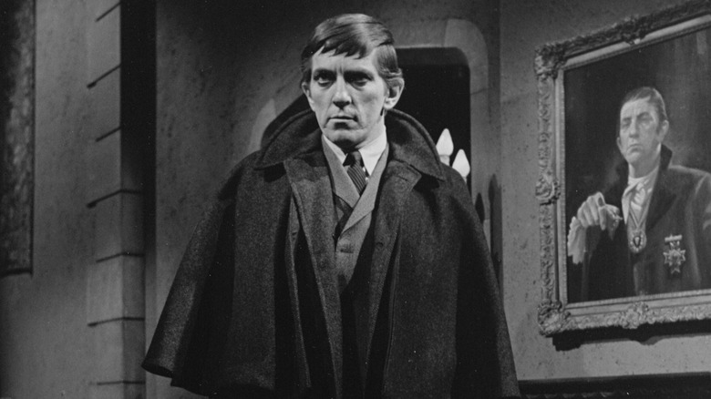 Barnabas Collins standing seriously on Dark Shadows ('60s)
