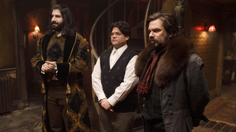 Nandor, Guillermo, and Laszlo from What We Do In The Shadows standing in a row