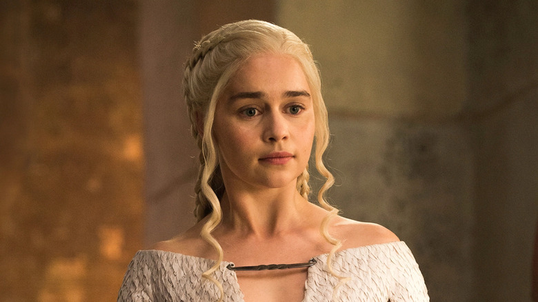 Daenerys sitting on the throne in Meereen