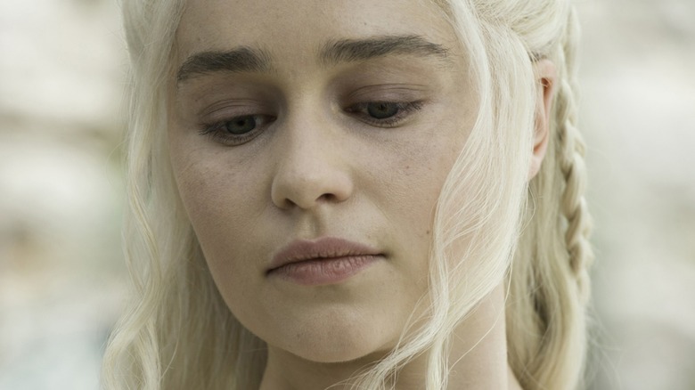 Emilia Clarke sighs as Daenerys on Dragonstone