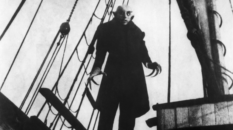 Count Orlok hovers above a ship in "Nosferatu" (1922)