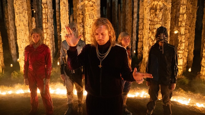 Jimmy Crystal leading his disciples in a ritual in "28 Years Later: The Bone Temple"