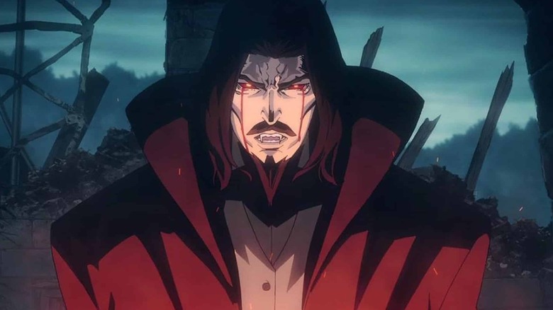 Dracula crying tears of blood in "Castlevania" (2017-2021)