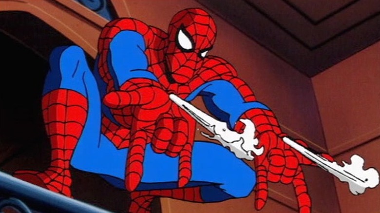 Spider-Man shooting webs on Spider-Man: The Animated Series