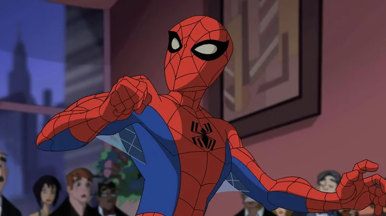 Spider-Man looking surprised on The Spectacular Spider-Man