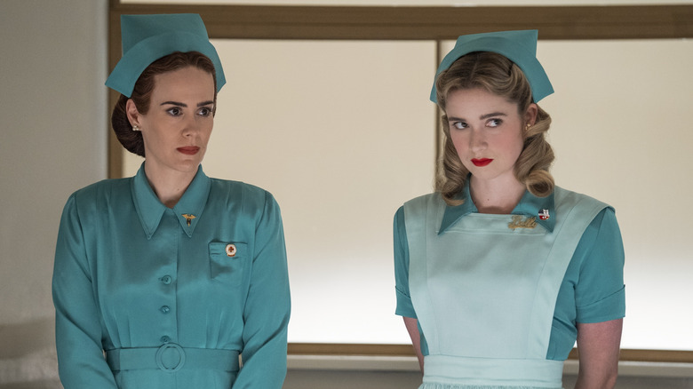 Mildred and Dolly look askance in "Ratched"