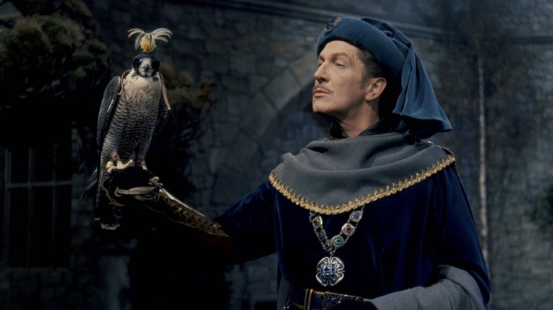 Prospero and his bird before it attacks in The Masque of the Red Death (1964)