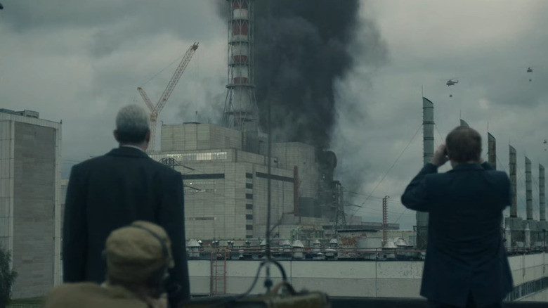 Valery Legasov and Boris Shcherbina watching Chernobyl