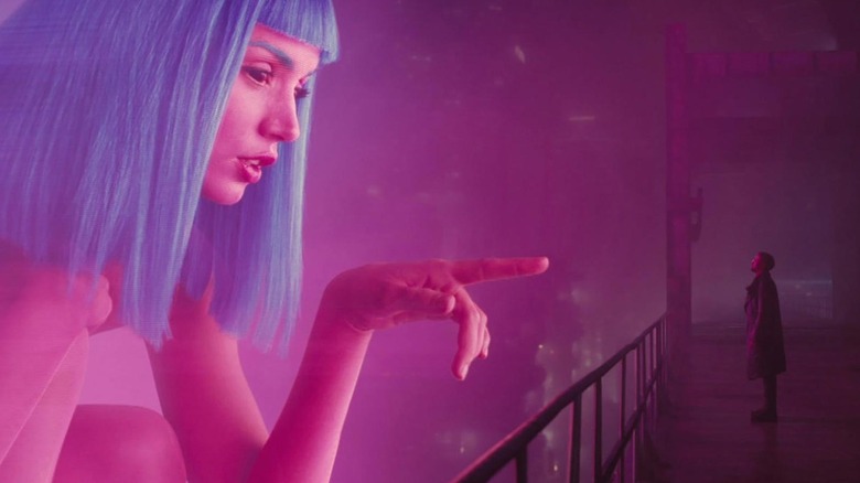 Joi's hologram talking to K on the bridge in Blade Runner 2049