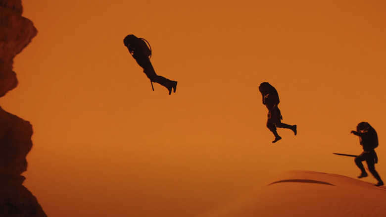 Harkonnen soldiers flying through the air in Dune