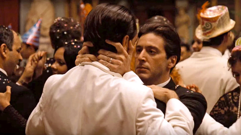 Michael with his hands on Fredo's neck in The Godfather Part II