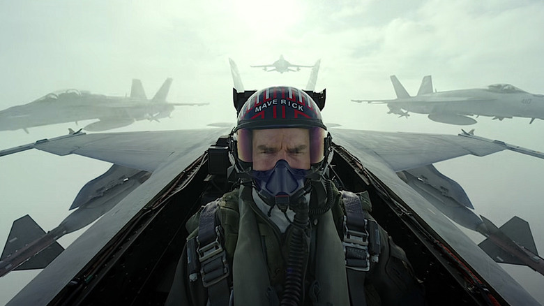 Maverick flying his plane in Top Gun: Maverick